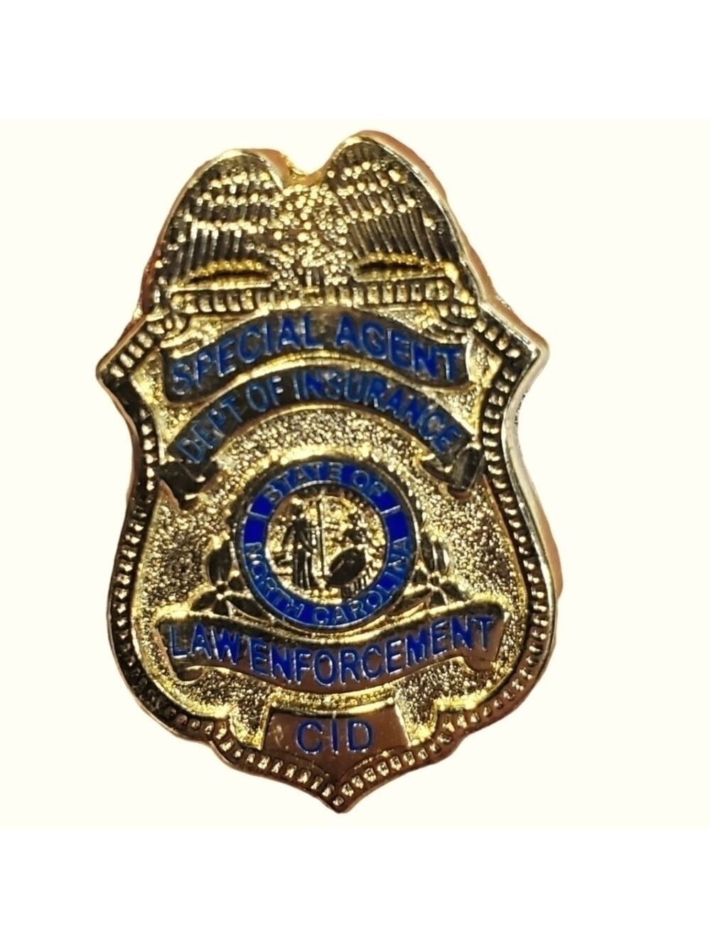 Goldtone Law Enforcement micro mini badge pin Special Agent CID North Carolina